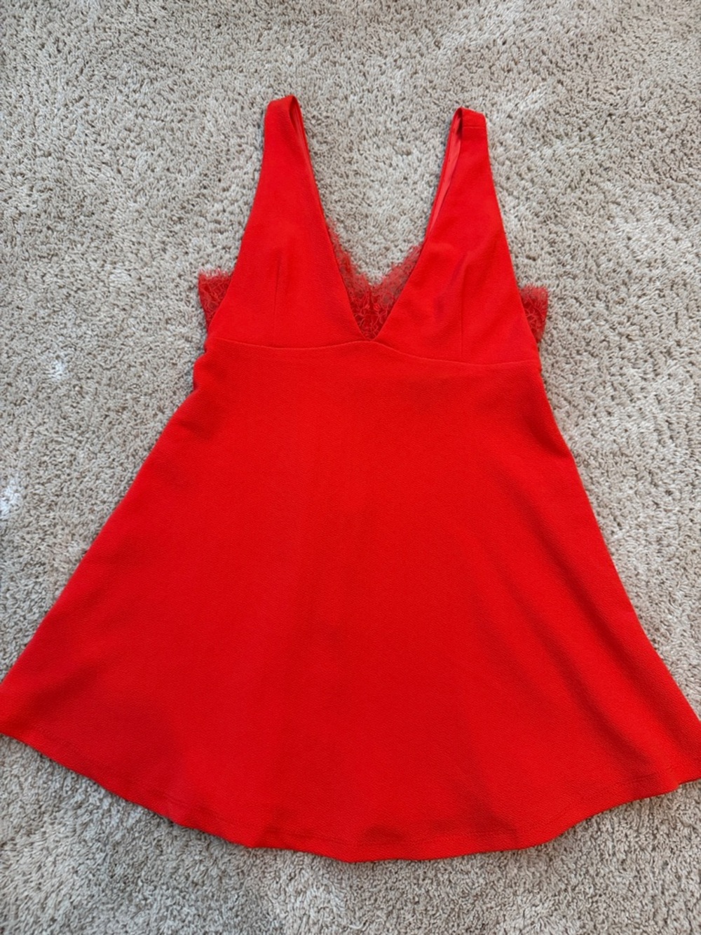 Forever 21 Red V-Neck Lace-Trim Camisole Dress
